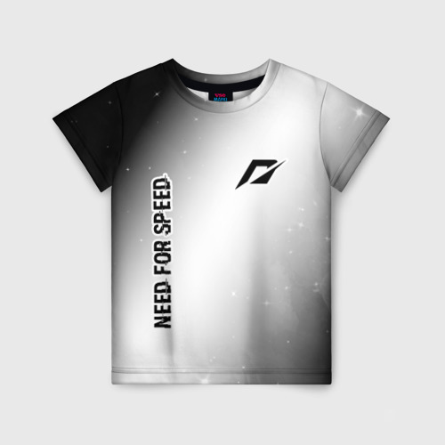 Детская футболка с принтом Need for Speed glitch на светлом фоне: надпись, символ, вид спереди №1