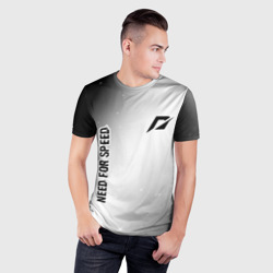 Мужская футболка 3D Slim Need for Speed glitch на светлом фоне: надпись, символ - фото 2