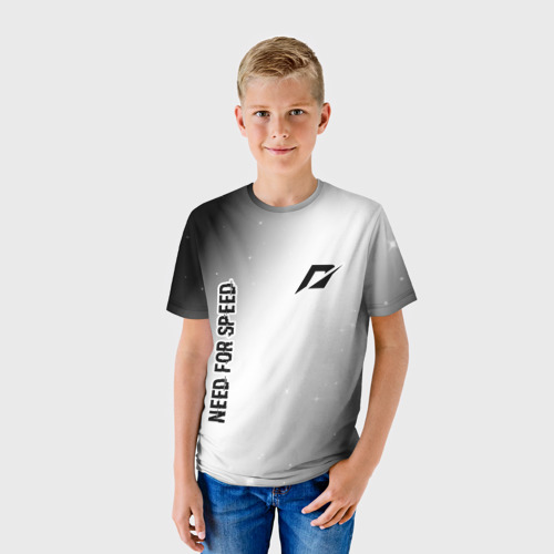 Детская футболка 3D с принтом Need for Speed glitch на светлом фоне: надпись, символ, фото на моделе #1