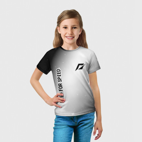 Детская футболка 3D с принтом Need for Speed glitch на светлом фоне: надпись, символ, вид сбоку #3