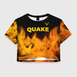 Женская футболка Crop-top 3D Quake - gold gradient: символ сверху