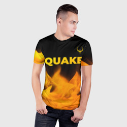 Мужская футболка 3D Slim Quake - gold gradient: символ сверху - фото 2