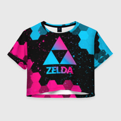 Женская футболка Crop-top 3D Zelda - neon gradient