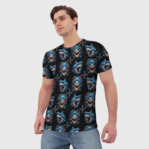 Мужская футболка 3D Shark - pattern, цвет 3D печать - фото 3