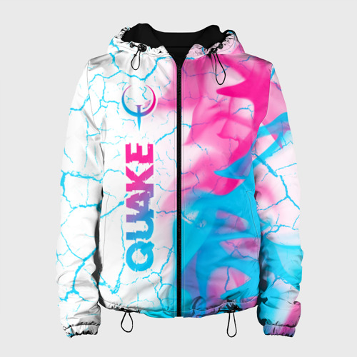 Женская куртка 3D Quake neon gradient style: по-вертикали, цвет черный