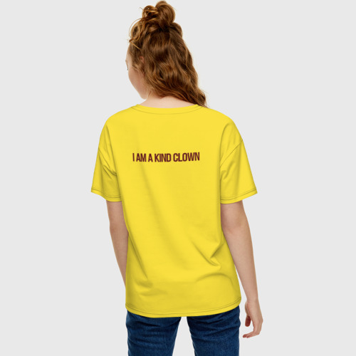 Женская футболка хлопок Oversize Я добрый клоун, цвет желтый - фото 4