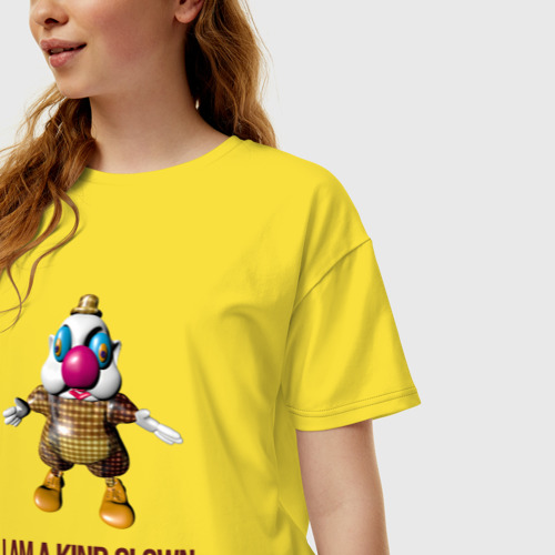 Женская футболка хлопок Oversize Я добрый клоун, цвет желтый - фото 3