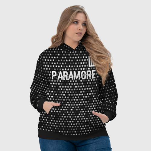 Женская толстовка 3D Paramore glitch на темном фоне: символ сверху, цвет 3D печать - фото 6