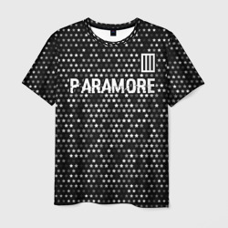 Мужская футболка 3D Paramore glitch на темном фоне: символ сверху