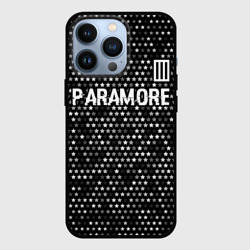 Чехол для iPhone 13 Pro Paramore glitch на темном фоне: символ сверху