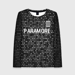 Женский лонгслив 3D Paramore glitch на темном фоне: символ сверху