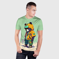 Мужская футболка 3D Slim Прикольный мишутка - городской стиль - фото 2