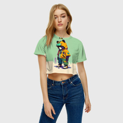 Женская футболка Crop-top 3D Прикольный мишутка - городской стиль - фото 2