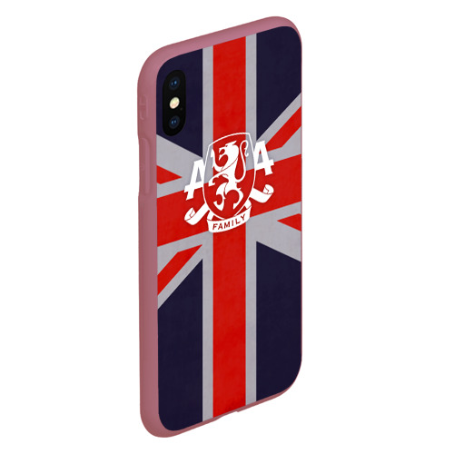 Чехол для iPhone XS Max матовый Asking Alexandria британский флаг, цвет малиновый - фото 3