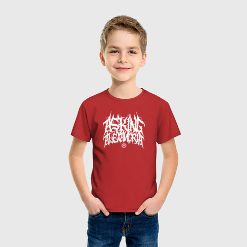 Светящаяся детская футболка Asking Alexandria lettering, цвет красный - фото 4
