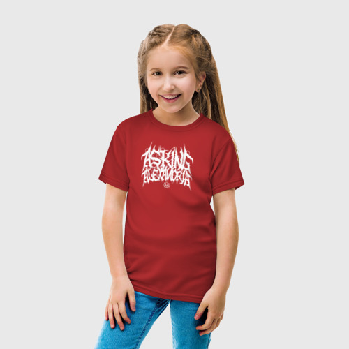 Светящаяся детская футболка Asking Alexandria lettering, цвет красный - фото 6