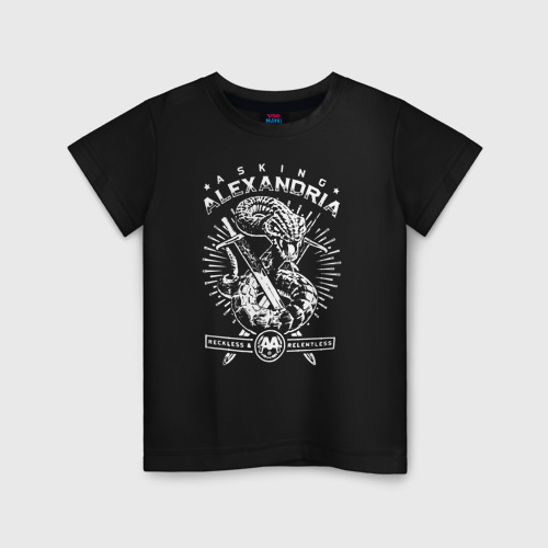 Детская светящаяся футболка с принтом Asking Alexandria: snake, вид спереди #2