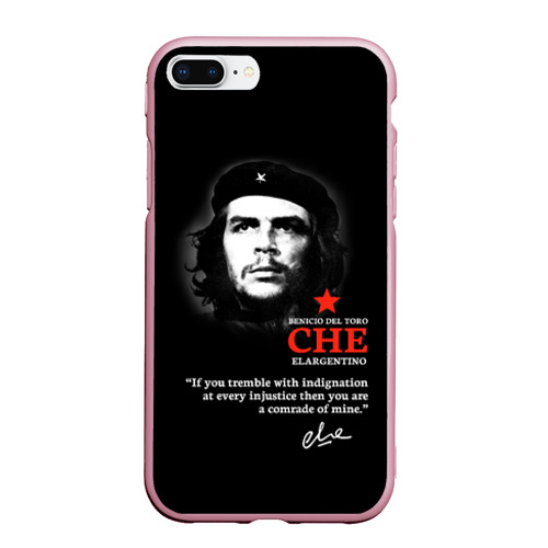 Чехол для iPhone 7Plus/8 Plus матовый Che Guevara автограф, цвет розовый