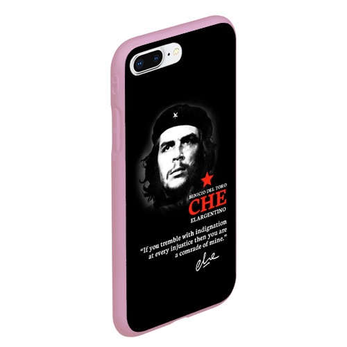 Чехол для iPhone 7Plus/8 Plus матовый Che Guevara автограф, цвет розовый - фото 3