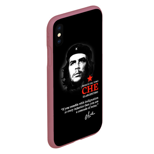 Чехол для iPhone XS Max матовый Che Guevara автограф, цвет малиновый - фото 3