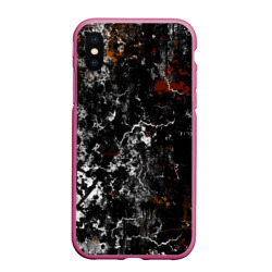 Чехол для iPhone XS Max матовый Граффити трещины - абстрактный чёрный гранж