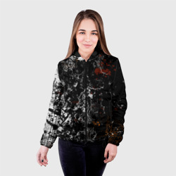 Женская куртка 3D Граффити трещины - абстрактный чёрный гранж - фото 2