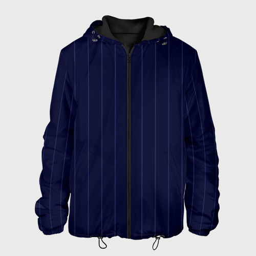 Мужская куртка 3D с принтом Серьезный тёмно-синий полосы, вид спереди #2