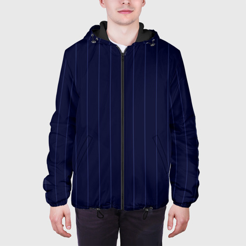 Мужская куртка 3D с принтом Серьезный тёмно-синий полосы, вид сбоку #3