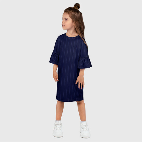 Детское платье 3D с принтом Серьезный тёмно-синий полосы, фото на моделе #1