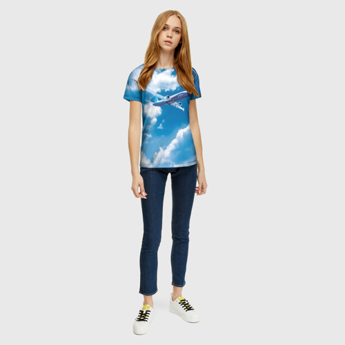 Женская футболка 3D с принтом Боинг 737 max 9, вид сбоку #3