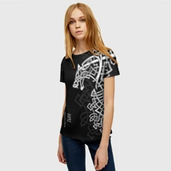 Женская футболка 3D Волки-спутники Одина - фото 2