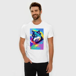 Мужская футболка хлопок Slim Wolf - pop art - neural network - фото 2