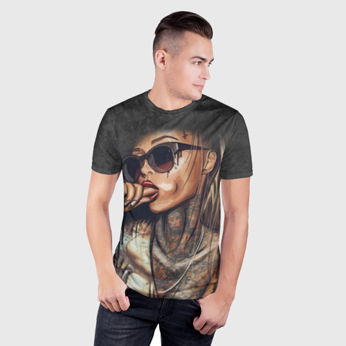 Мужская футболка 3D Slim Девушка с татуировками, цвет 3D печать - фото 3