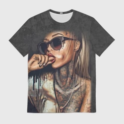 Мужская футболка 3D Девушка с татуировками
