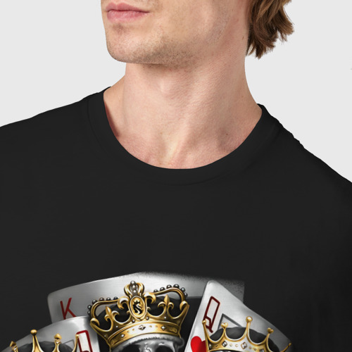 Мужская футболка хлопок Девушки, карты и скелет в короне, цвет черный - фото 6