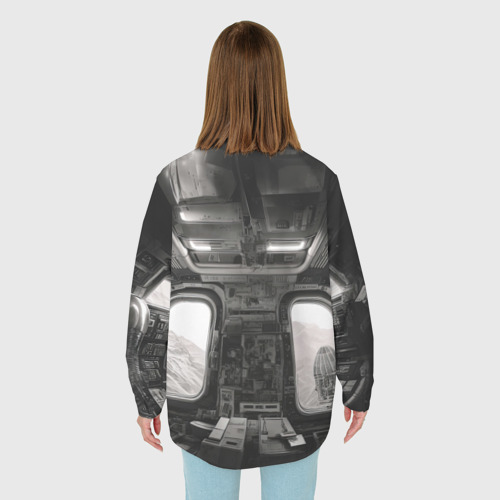 Женская рубашка oversize 3D Ксеноморф в каюте космического корабля, цвет белый - фото 4