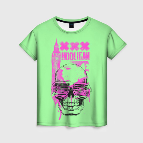 Женская футболка 3D Hooligan - skull, цвет 3D печать