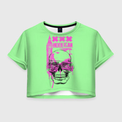 Женская футболка Crop-top 3D Hooligan - skull