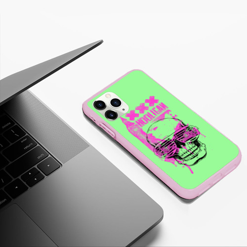 Чехол для iPhone 11 Pro Max матовый Hooligan - skull, цвет розовый - фото 5