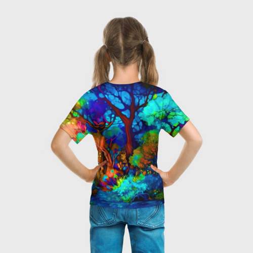 Детская футболка 3D Девушка красочная в очках - поп-арт, цвет 3D печать - фото 6