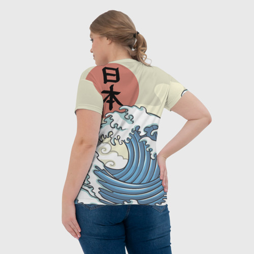 Женская футболка 3D с принтом Япония море, вид сзади #2