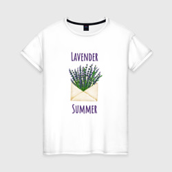 Женская футболка хлопок Lavender Summer - букет лаванды в конверте