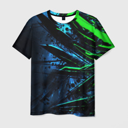 Мужская футболка 3D Black green abstract