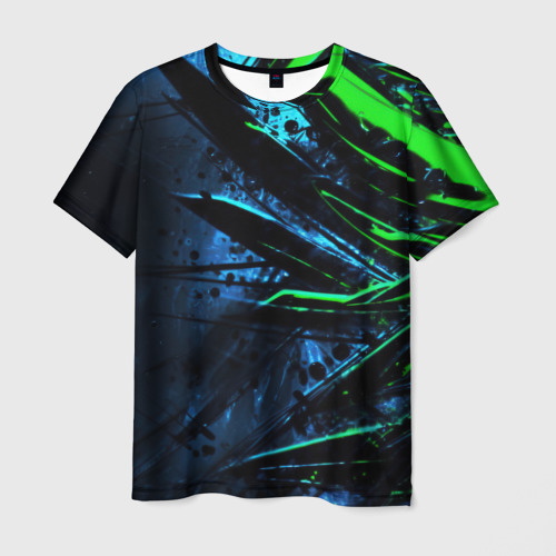 Мужская футболка 3D Black green abstract, цвет 3D печать