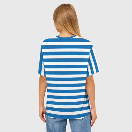 Женская футболка oversize 3D Тельняшка синяя - логотип вдв, цвет 3D печать - фото 4