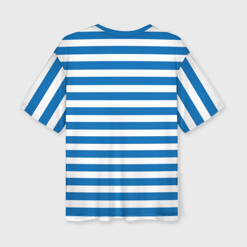 Женская футболка oversize 3D Тельняшка синяя - логотип вдв, цвет 3D печать - фото 2