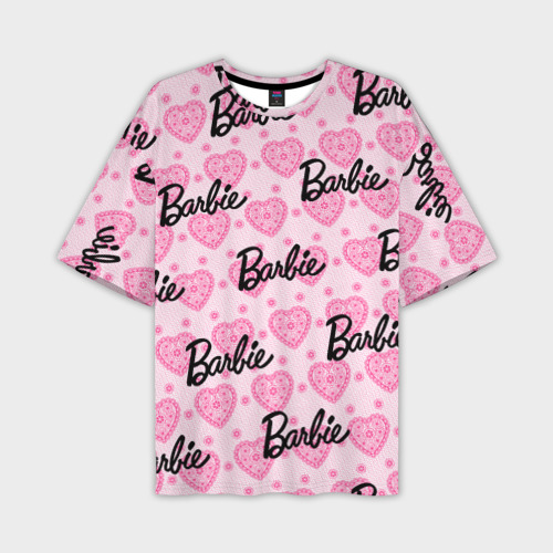 Мужская футболка oversize 3D Логотип Барби и розовое кружево, цвет 3D печать