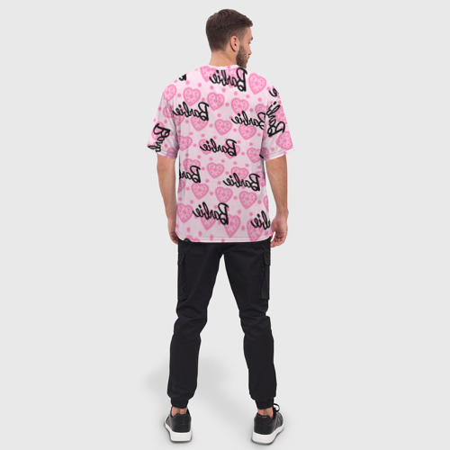 Мужская футболка oversize 3D Логотип Барби и розовое кружево, цвет 3D печать - фото 4