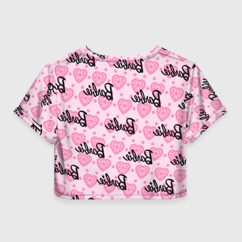 Женская футболка Crop-top 3D Логотип Барби и розовое кружево, цвет 3D печать - фото 2