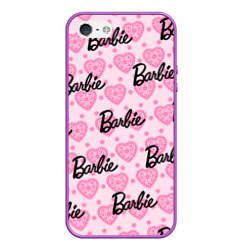 Чехол для iPhone 5/5S матовый Логотип Барби и розовое кружево